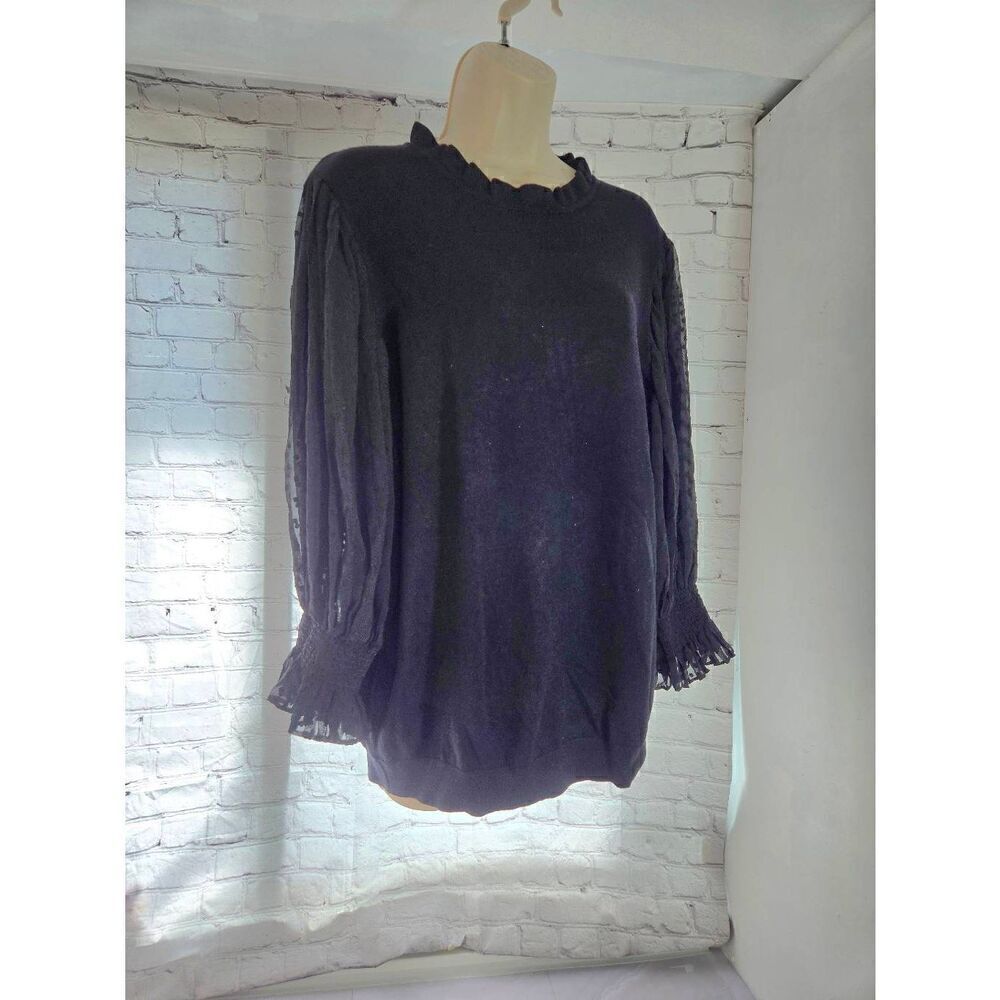 Adrianna Papell Womens Size XL Black Lightweight Sweater
